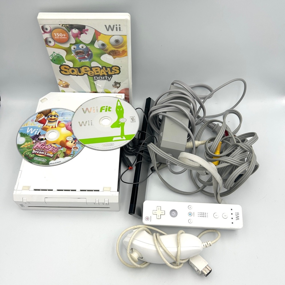 Nintendo Wii Console Bundle RVL-001 White Kirby Return to Dream Land Wii Fit